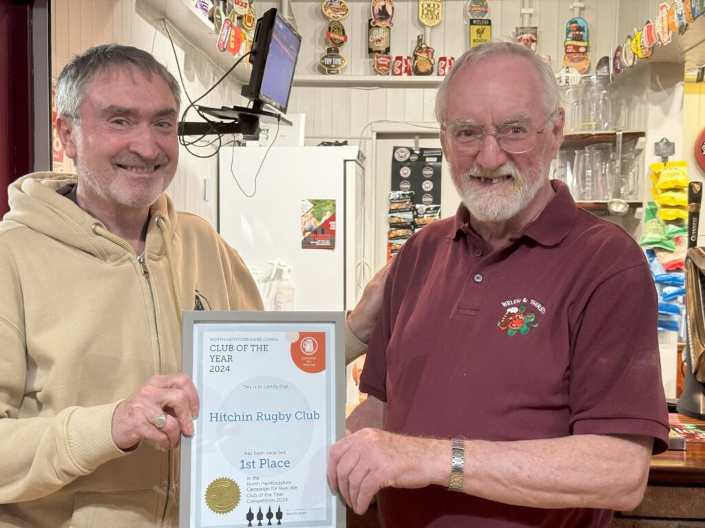 Club of the Year presentation to Hitchin Rugby Club